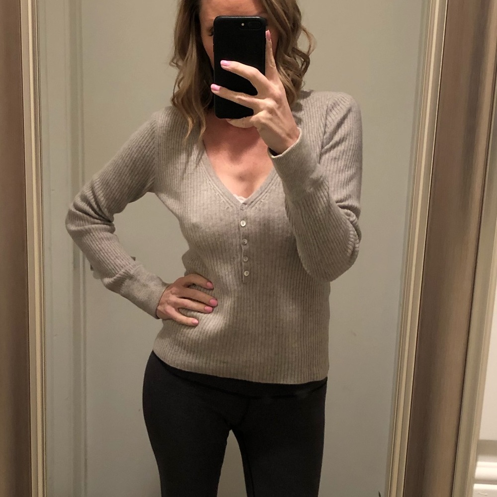 Cashmere Sweater by Aqua. Henley style